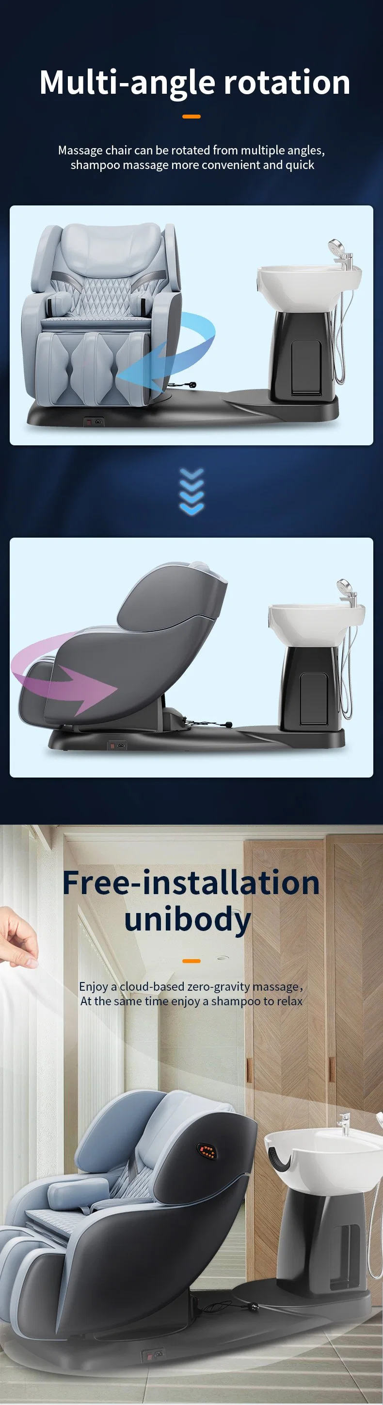 a Variety of Massage Methods Electric Intelligent Whole Body Massage Chair Zero Gravity Frame Upgrade Beauty Hair Salon Massage Shampoo Bed