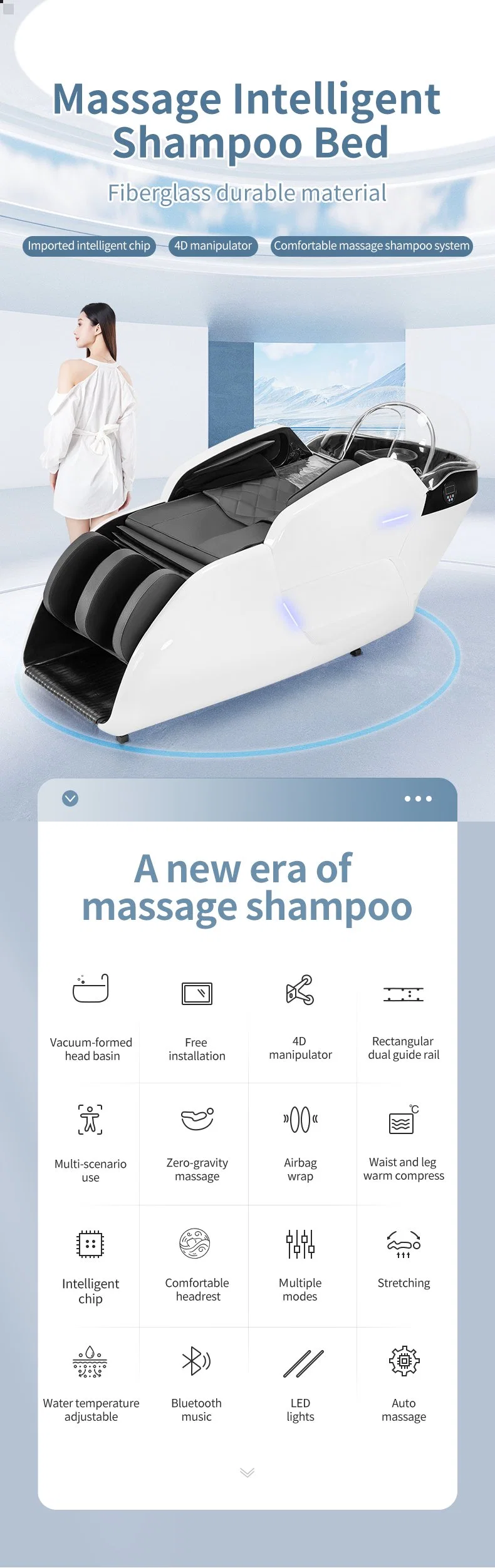 Electric Auto Massage Beauty Salon Massage Chair with Sink Massage Shampoo Bed