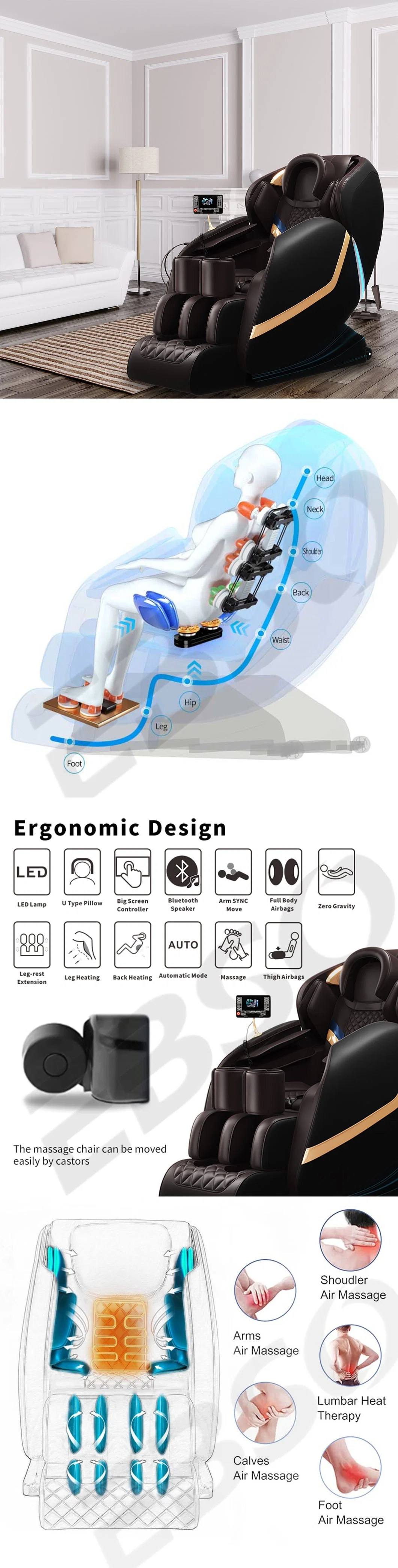 2022 Massage Chair 4D SL Track Zero Gravity Sofa Shiatsu Roller Full Body Air Pressure Massage Armchair 4D Massage Chair